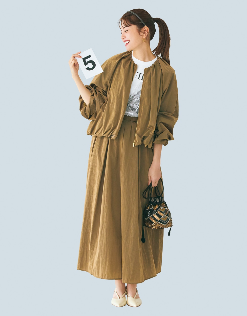 【CROSS FUNCTION（クロス ファンクション）】のセットアップ ブルゾン＆スカート　コーデ