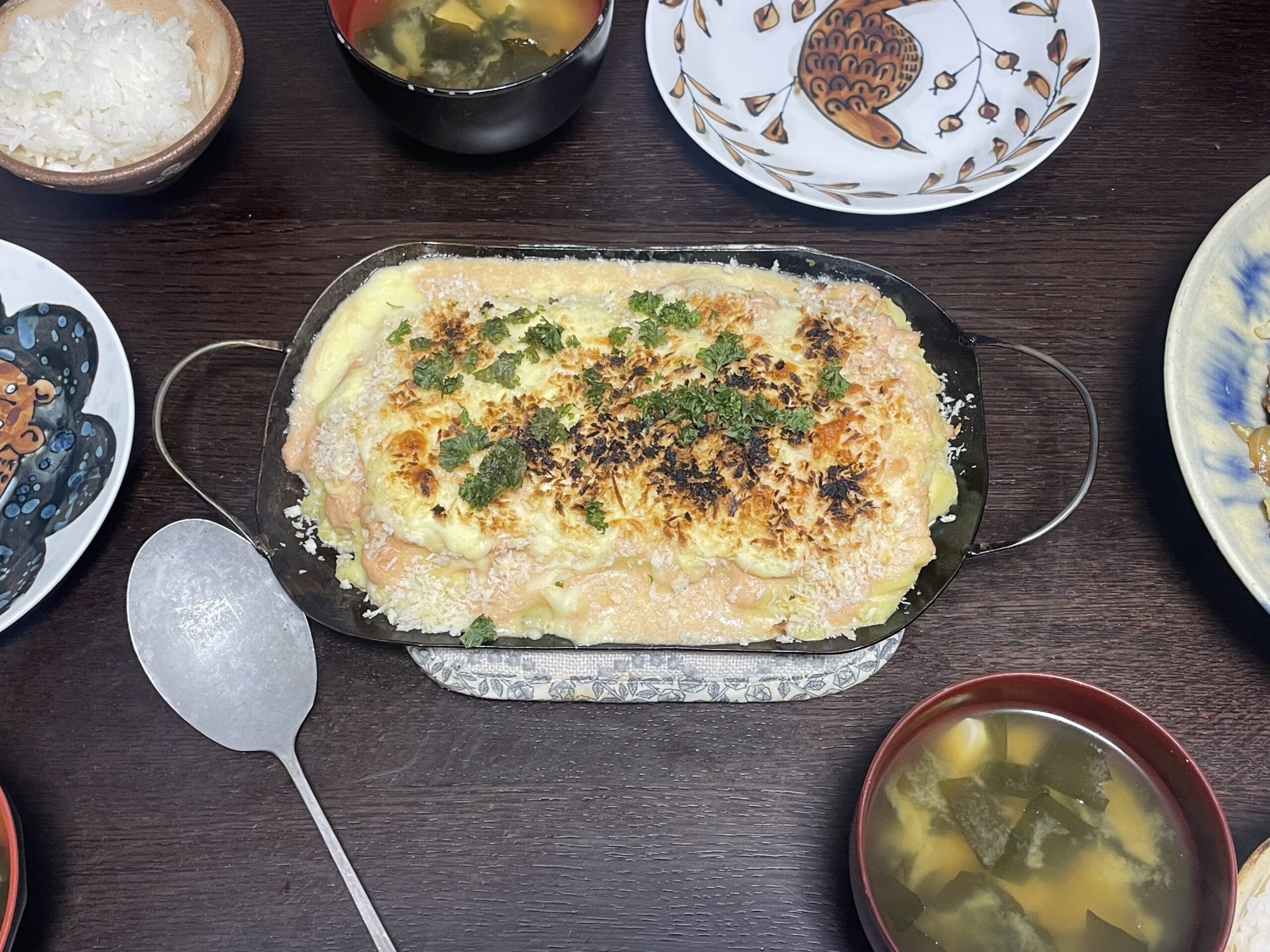 本多理恵子さんのレシピ「じゃがいもタラコマヨグラタン」を40代主婦が作ってみた写真。