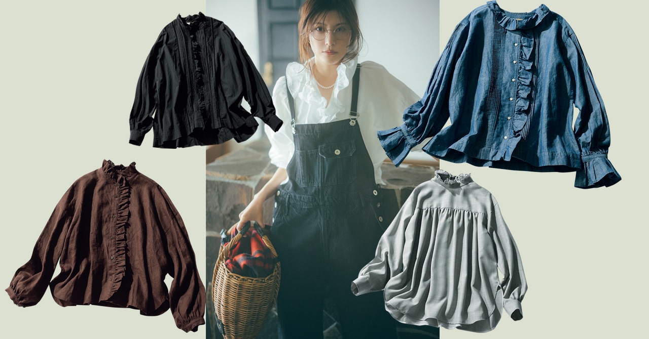 蛯原友里着用　デパリエ　フリル　ブラウス　ブラック 蛯原友里着用 デパリエ フリル ブラウス ブラック 蛯原友里着用