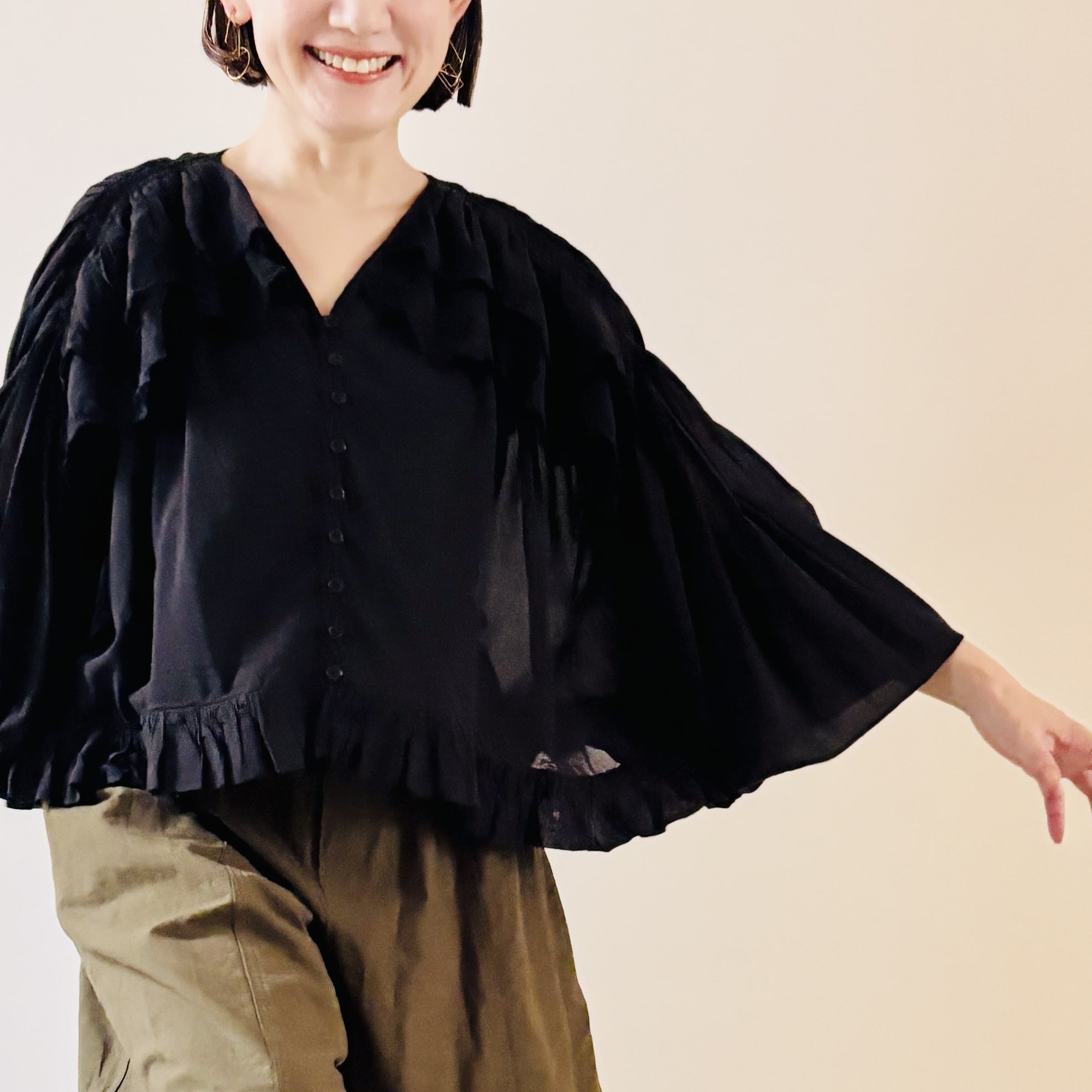 つむ様　crinkle crinkle crinkle シアーブラウス インド綿 crinkle crinkle crinkle】sheer ruffle blouse/シアーラッフル