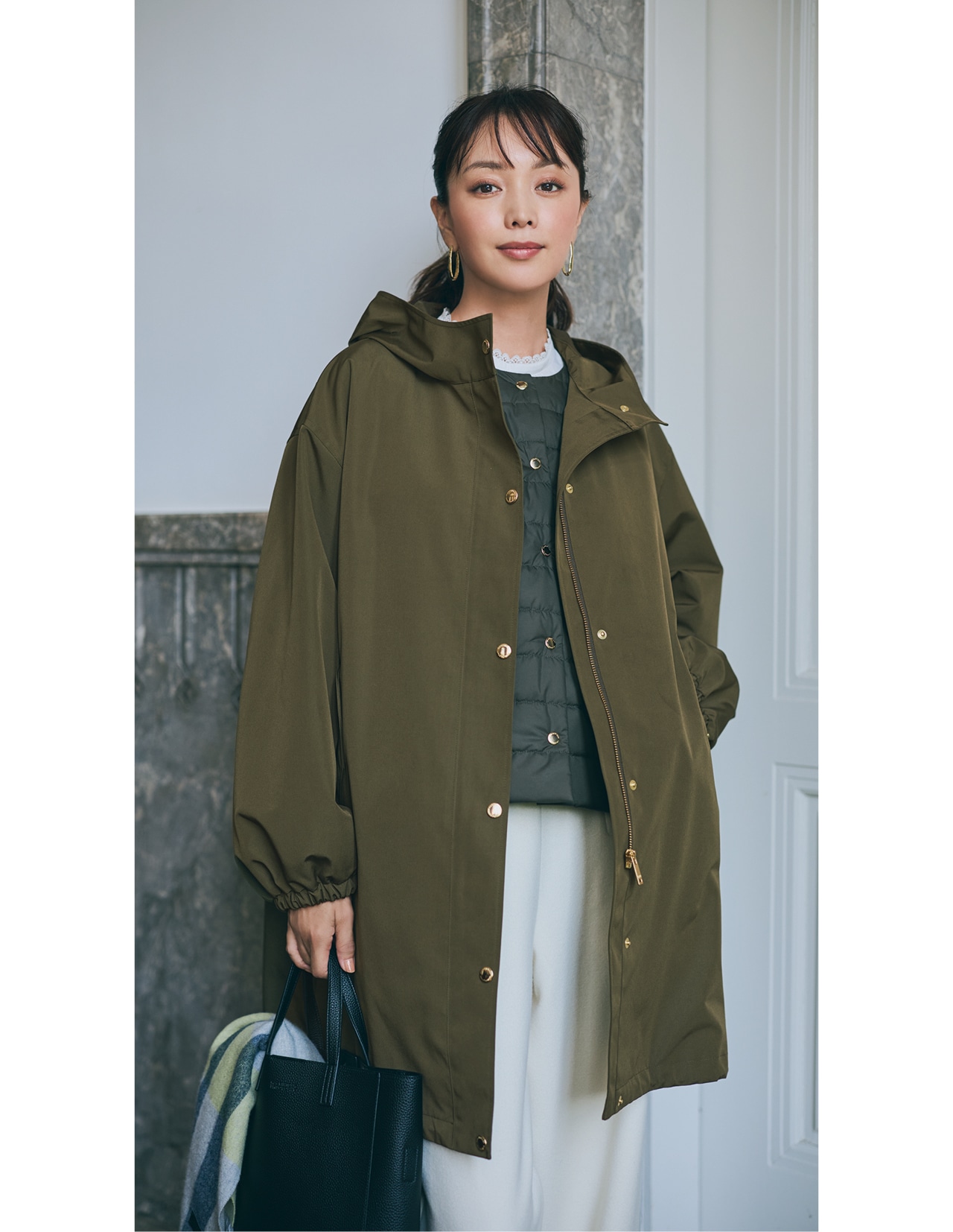 蛯原友里さんのマッキントッシュ フィロソフィー 3 WAY MODS COAT（スリーウェイモッズコート）のコーデ