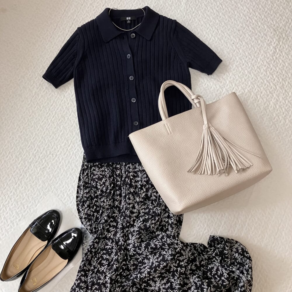 【ユニクロ】リブポロカーディガン/半袖（2990円）