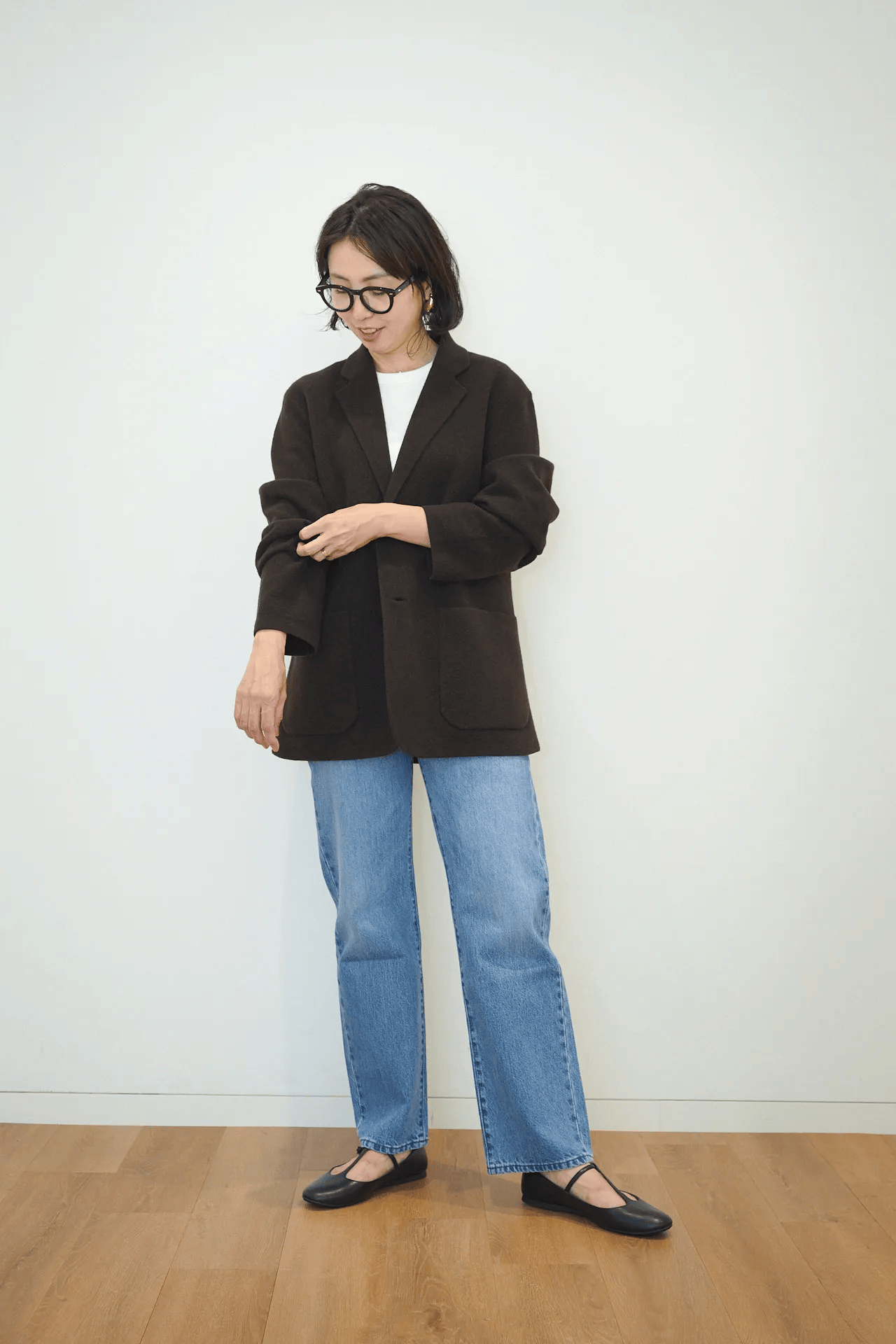 ユニクロ「ニットジャケット」のコーデ