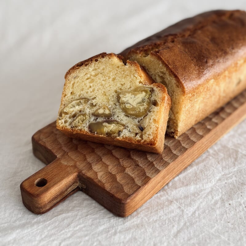 LEE100人隊が作った栗のパウンドケーキを切った断面