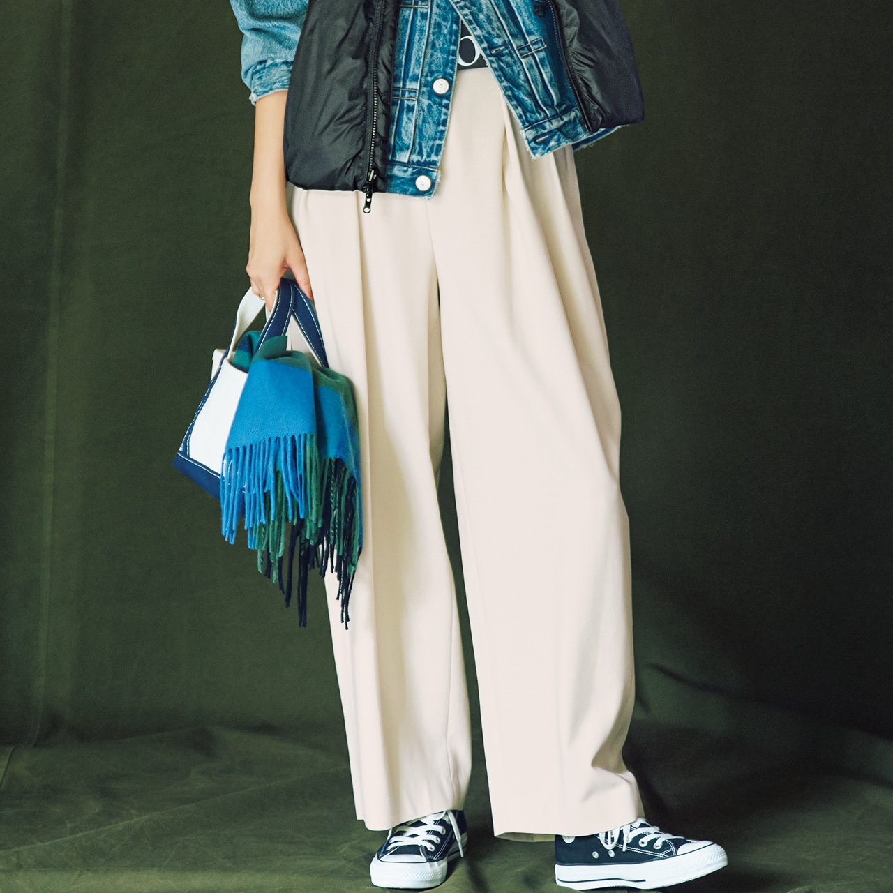 LEE DAYS限定 Curensology（カレンソロジー）【洗える】【五明祐子さんコラボ】ダブルクロスツータックパンツ