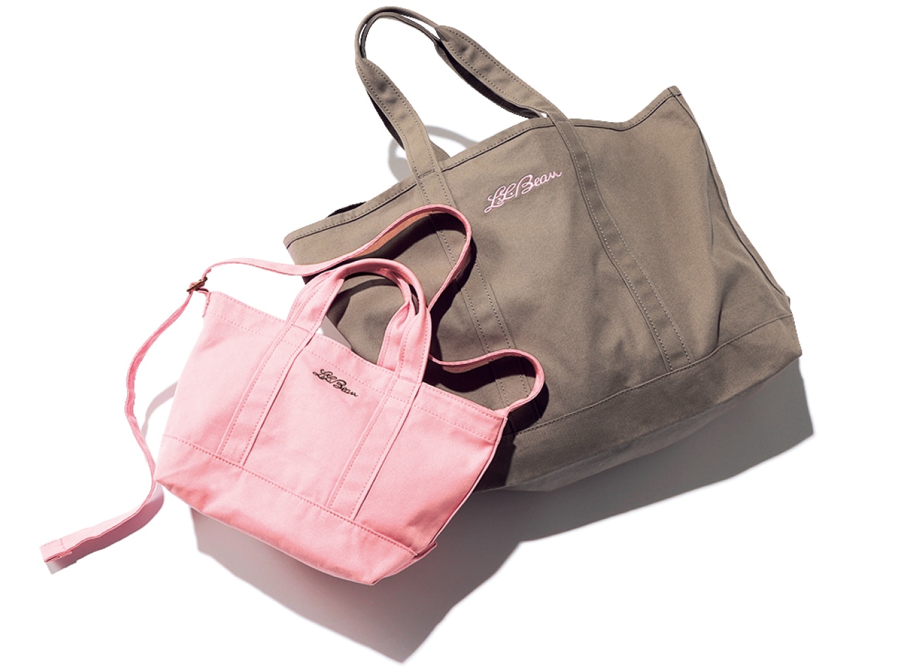 LEE限定 L.L.Bean(エル・エル・ビーン)【洗える】【LEE別注】LEE100人隊コラボ グローサリー・ 2WAYスモールトート ピンクとグローサリー・トート モカブラウン