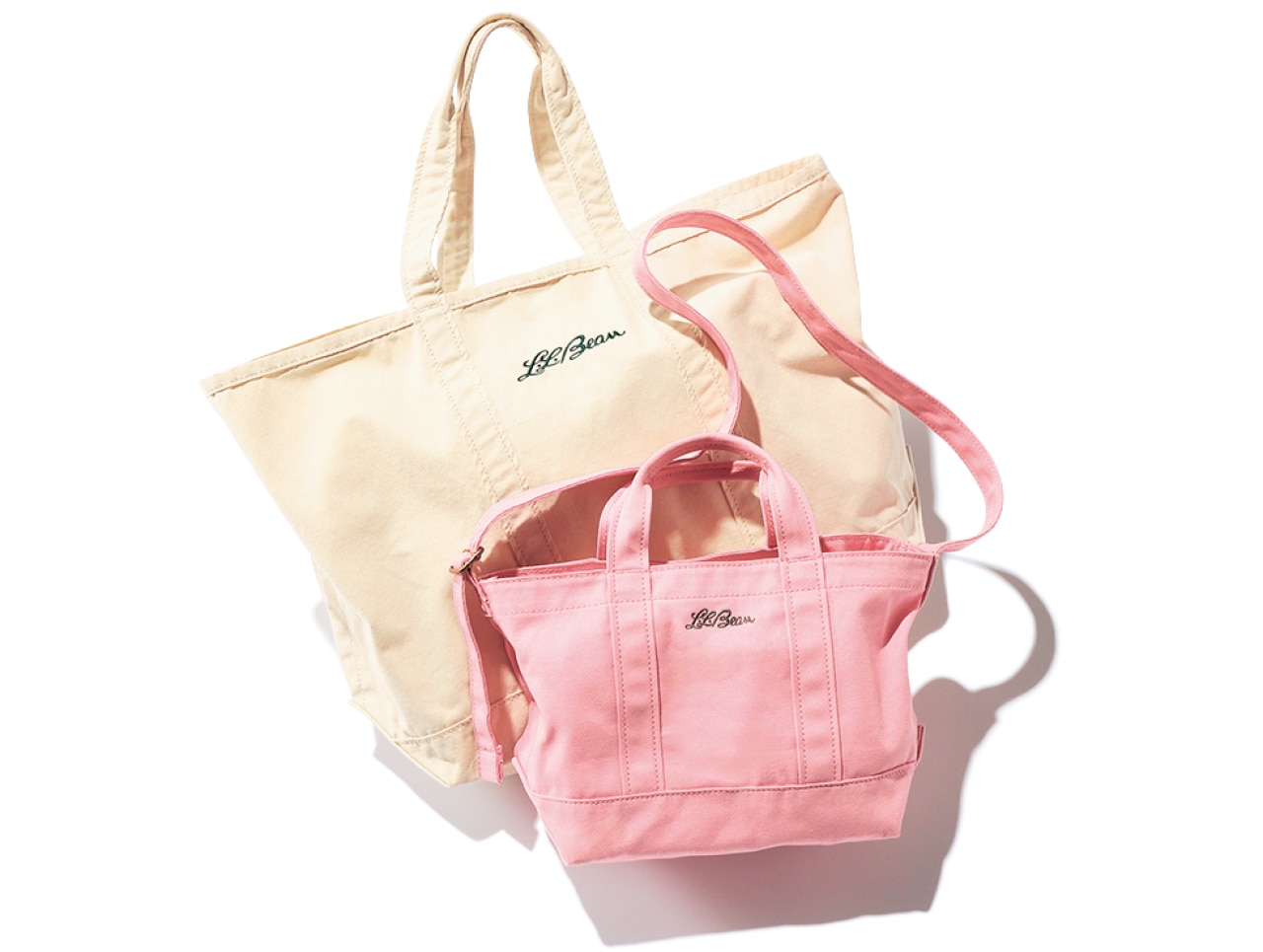 LEE限定 L.L.Bean(エル・エル・ビーン)【洗える】【LEE別注】LEE100人隊コラボ グローサリー・ 2WAYスモールトート ピンクとグローサリー・トート ナチュラル