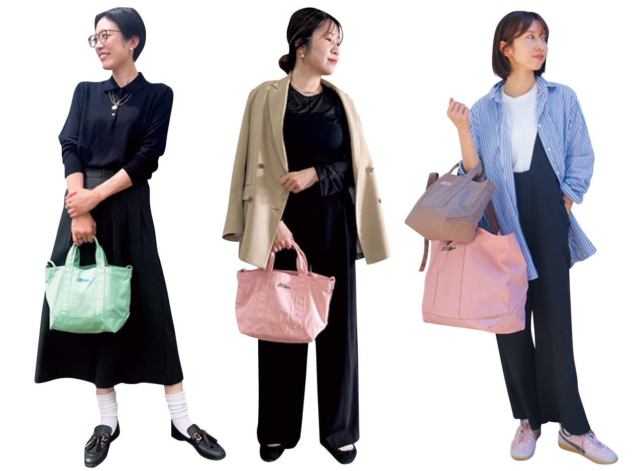 No.054 さきさん、No.025リエさん、TB みきちきさんのLEE限定 L.L.Bean(エル・エル・ビーン)【洗える】【LEE別注】LEE100人隊コラボ グローサリー・ 2WAYスモールトートのコーデ