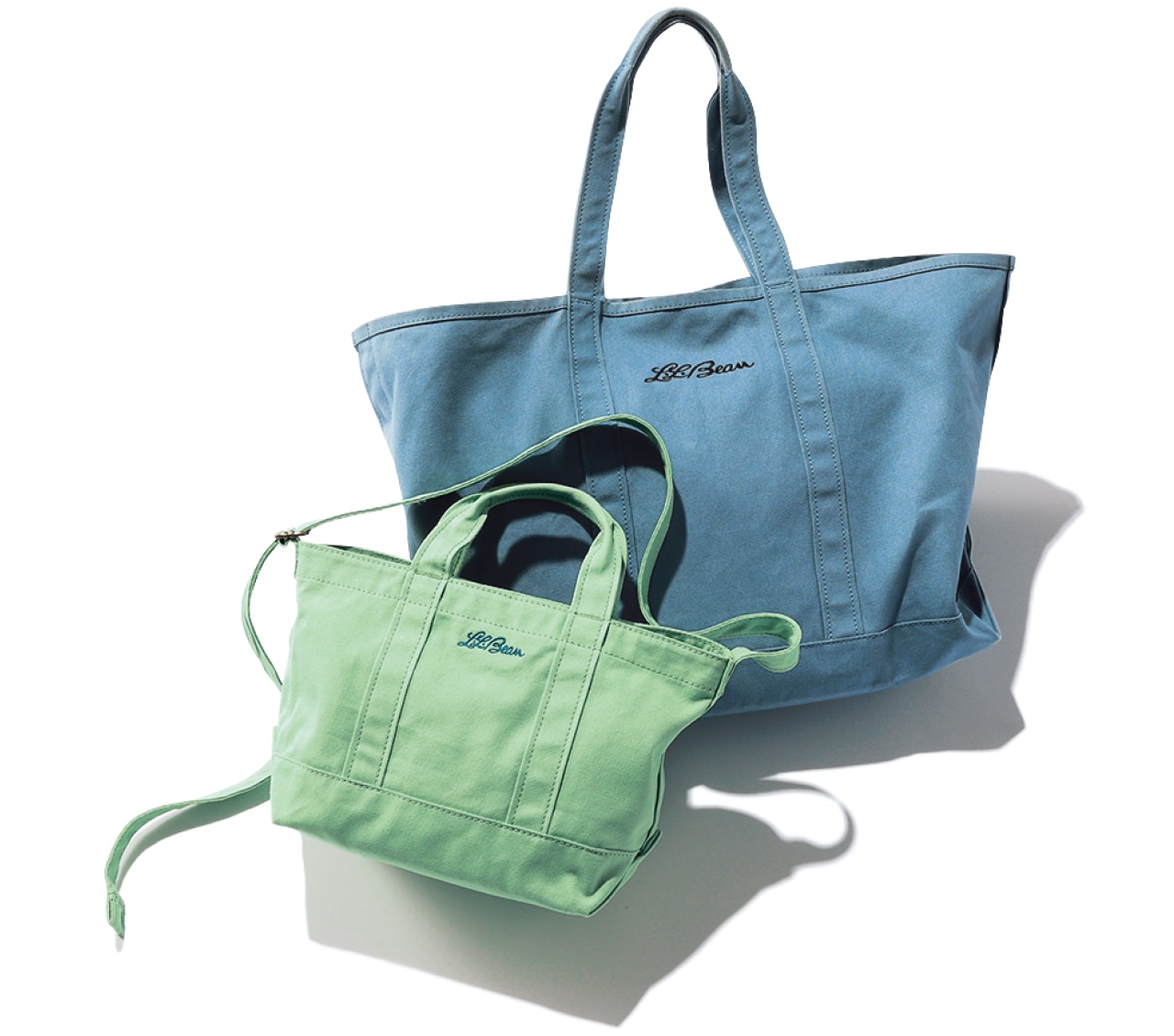 LEE限定 L.L.Bean(エル・エル・ビーン)【洗える】【LEE別注】LEE100人隊コラボ グローサリー・ 2WAYスモールトート グリーンとグローサリー・トート ダスティブルー