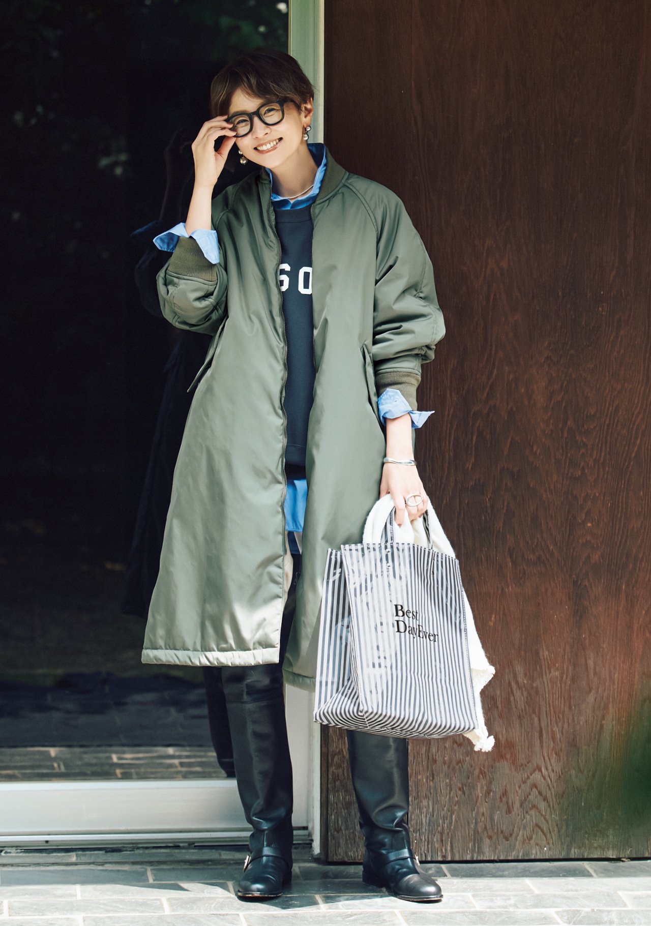 五明祐子さんのLEE DAYS限定 TICCA（ティッカ）【五明祐子さんコラボ】ロングMA-1　SPのコーデ