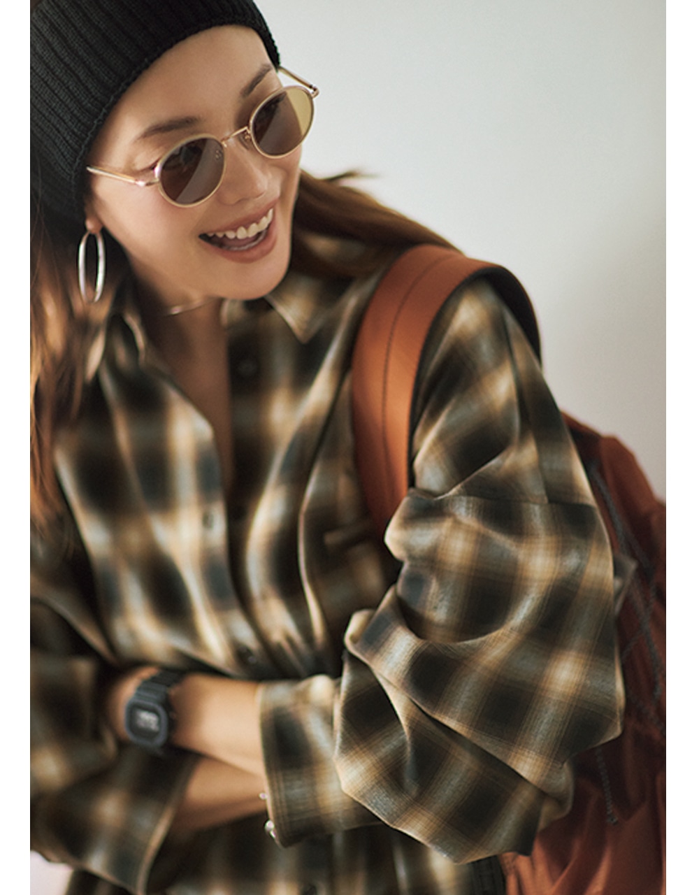 大人が着やすい！茶系〝オンブレ〞チェック 蛯原友里さん