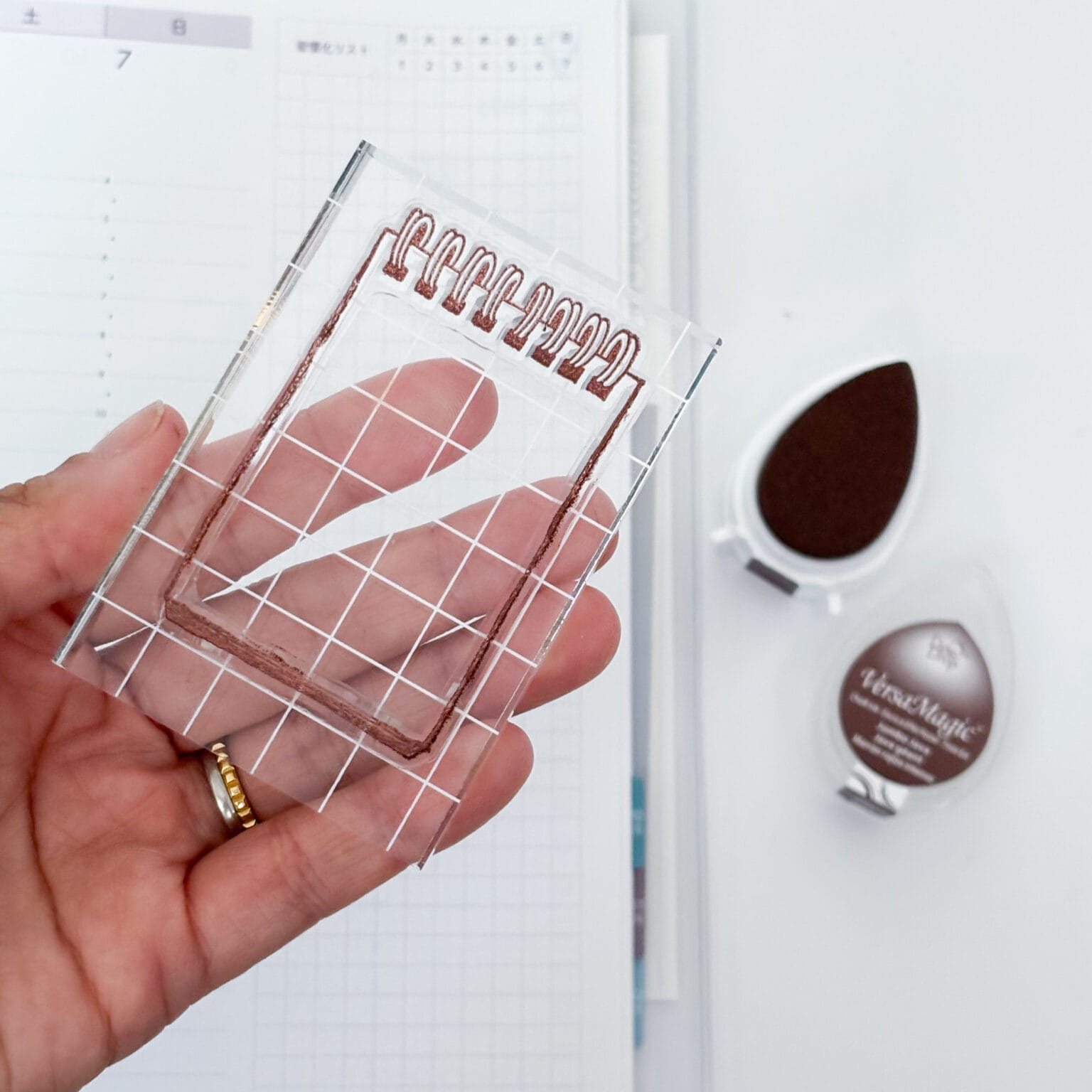 和気文具「クリアスタンプ ステーショナリー」押し方