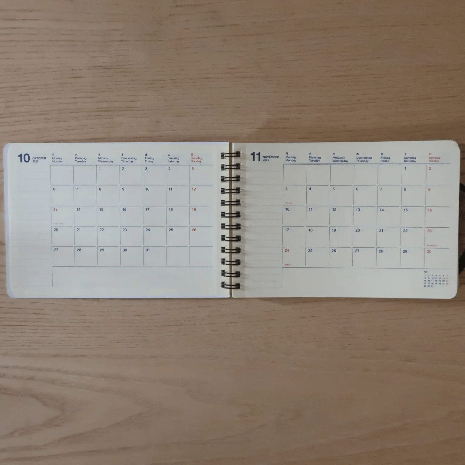 Rollbahn「手帳 2026／ ロルバーンダイアリー 横型 L」マンスリー見開き