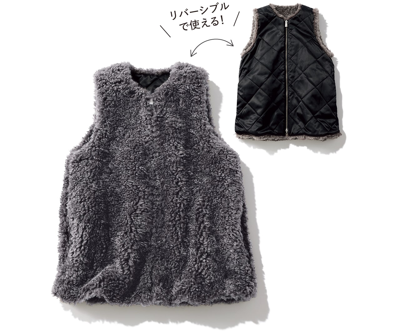 LEE限定 Curensology（カレンソロジー）【LEE別注】リバーキルトファーベスト　リバーシブルで使える！