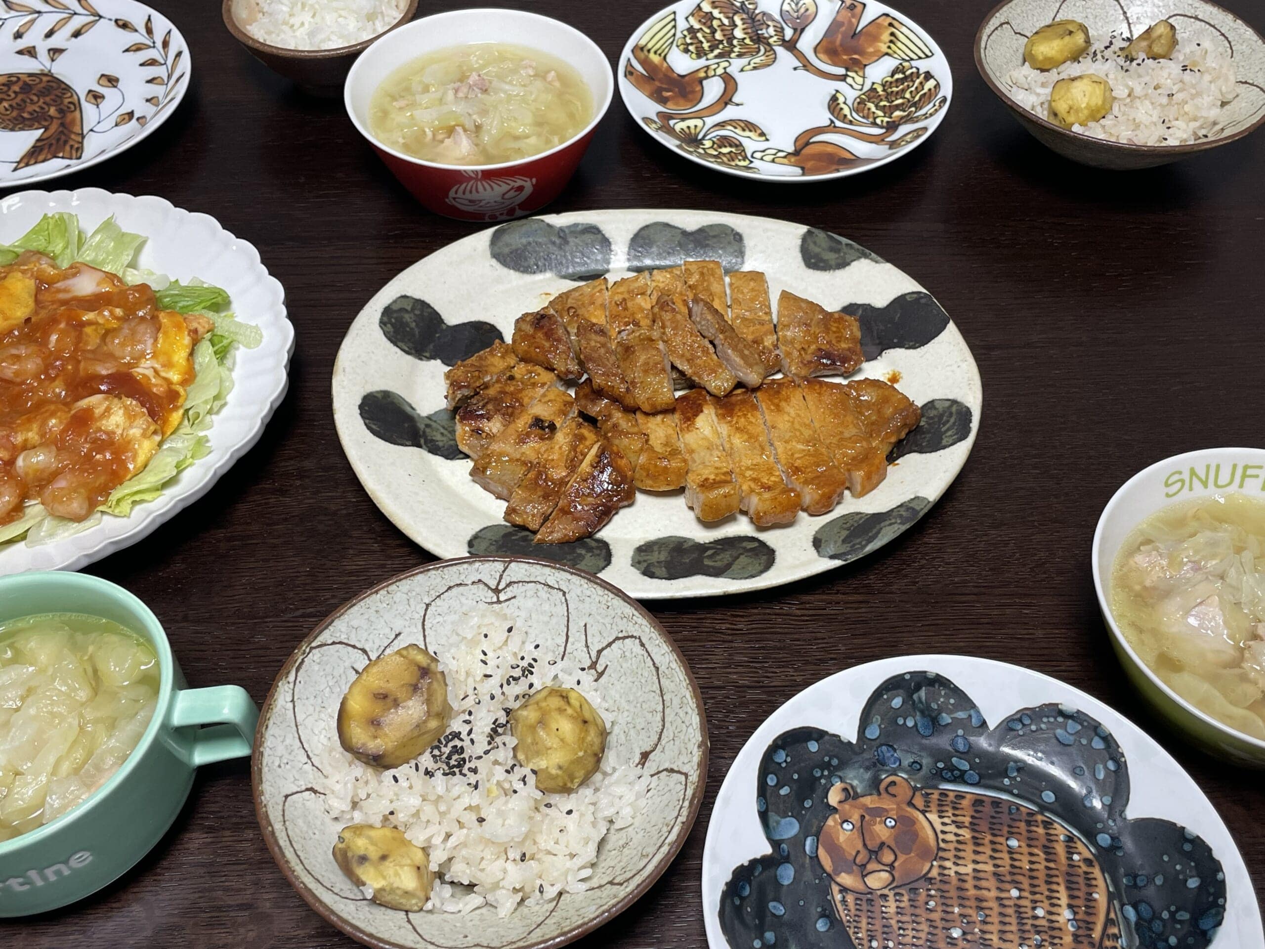 榎本美沙さんの「基本の栗ごはん」で40代主婦が作り食卓に並べた写真