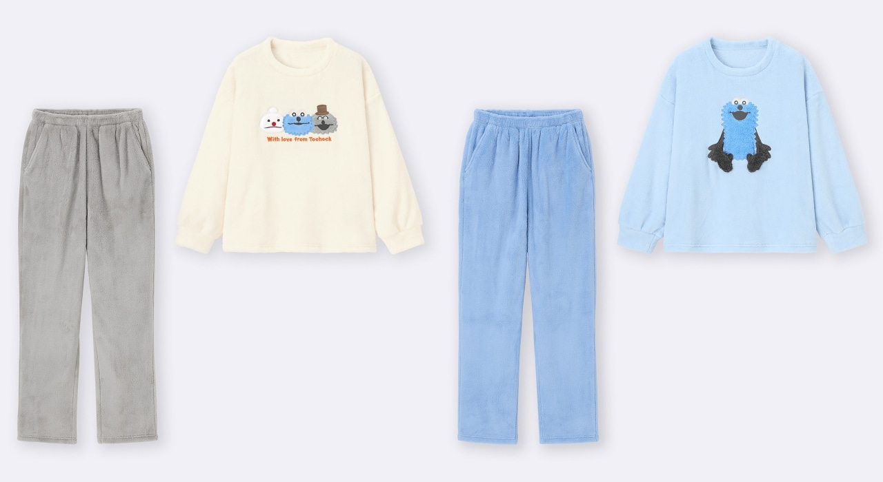 GUパペットスンスンコラボのマシュマロフィールラウンジセット2色