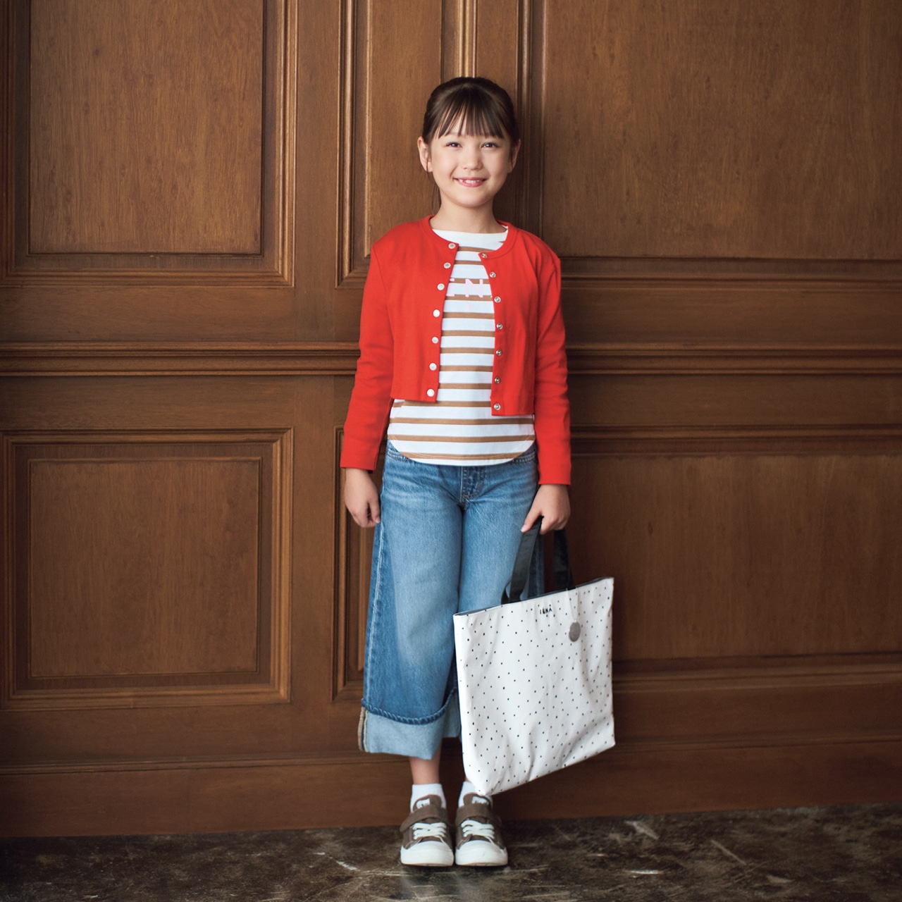 サラ NさんのLEE限定 IÉNA ENFANT（イエナ アンファン）【洗える】【LEE別注】エトワールスナップカーディガンのコーデ