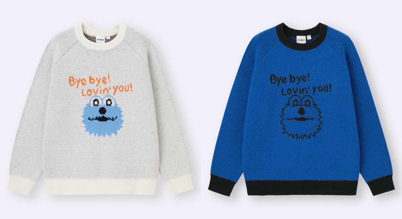 GUパペットスンスンコラボのオーバーサイズニットプルオーバー2色