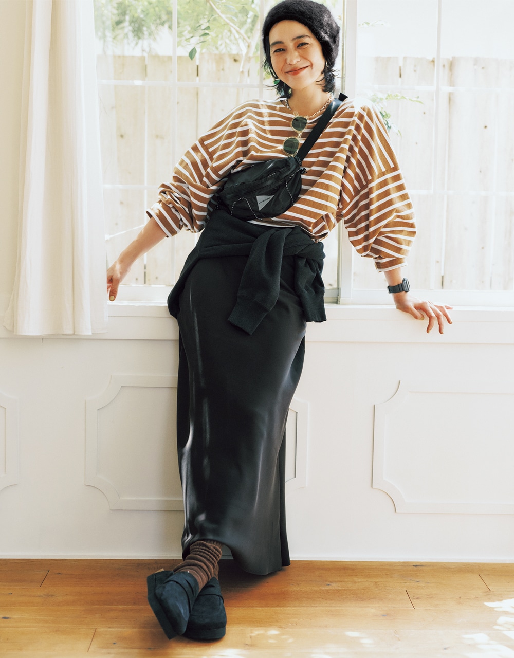 竹下玲奈さん ルミノアのブラウンコーデ