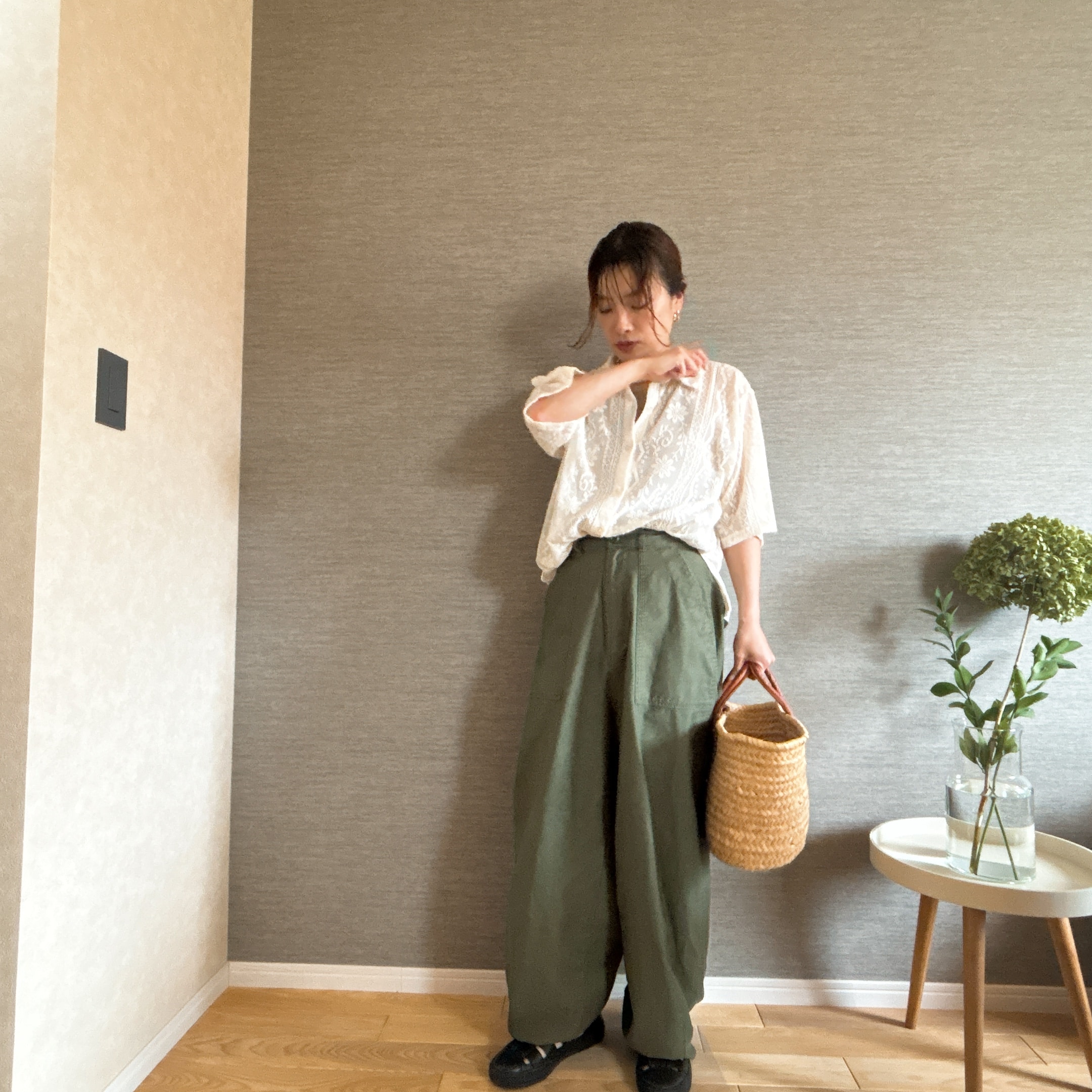 　12closet【石上美津江さんコラボ】【洗える】カーヴィパンツ