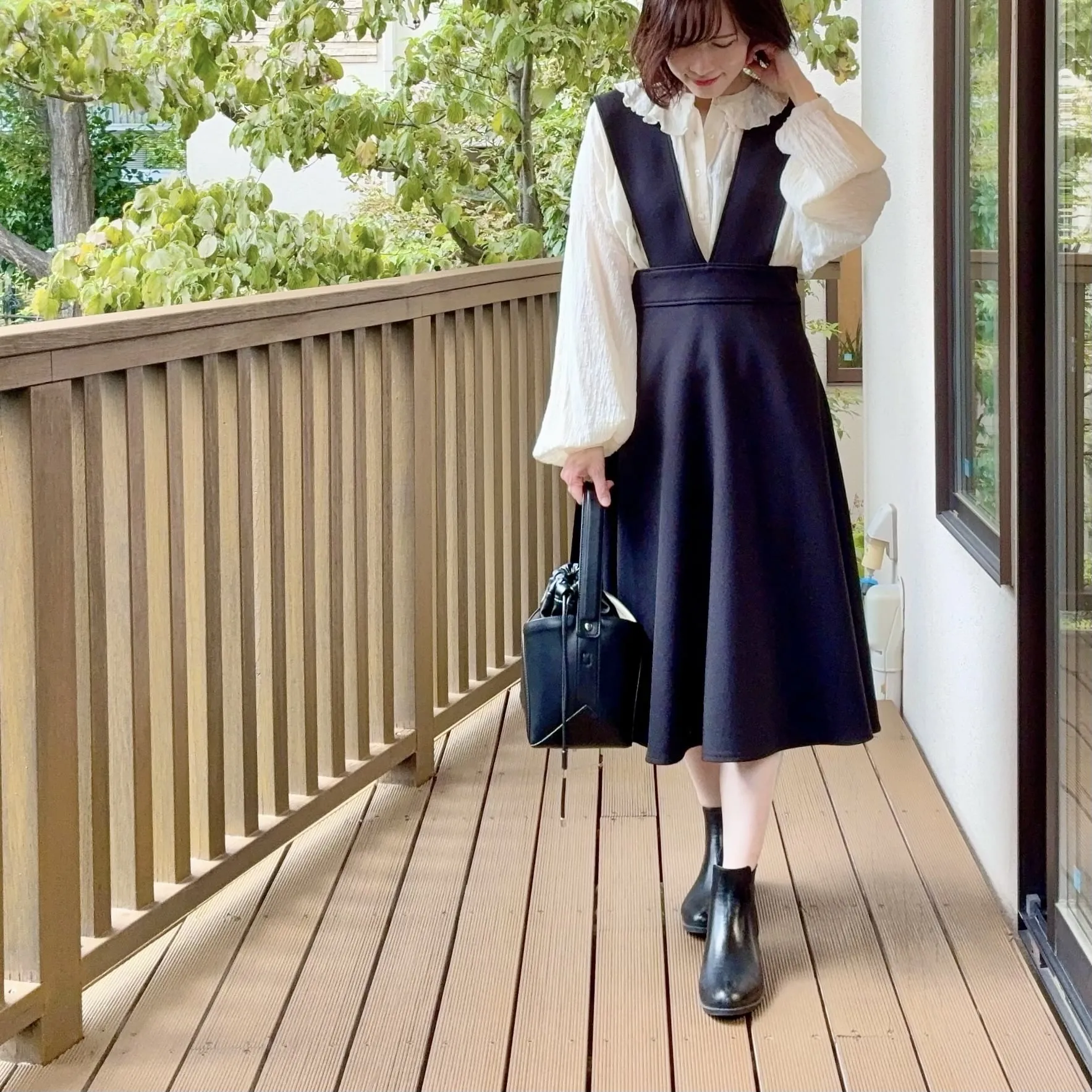 　12closet【洗える】コットンカットボイル衿フリルブラウス