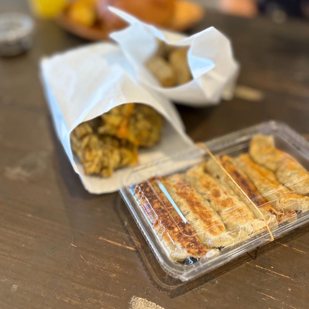 うるマルシェ　もずくの天ぷら　もずく餃子　もずくかまぼこ