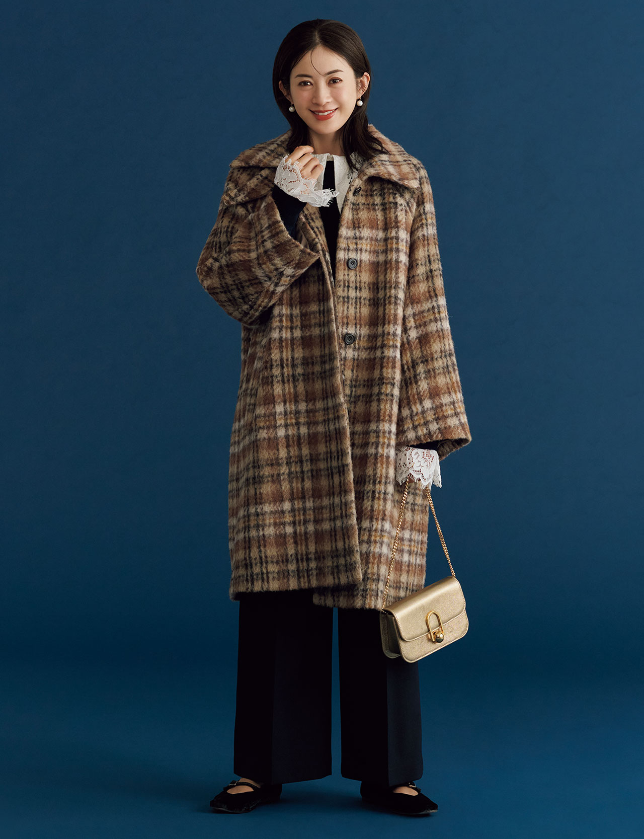 リエス チェックコートのコーデ 高垣麗子さん