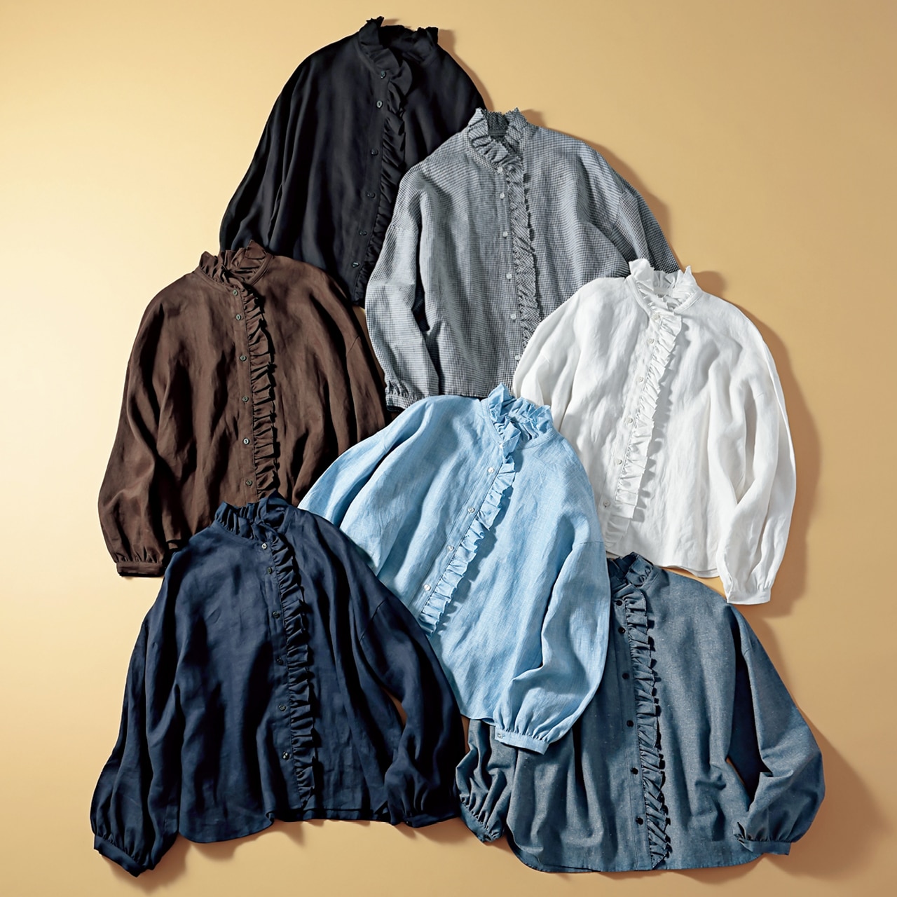 12closet（トゥエルブクローゼット）【洗える】【石上美津江さんコラボ】リネンフリルブラウス