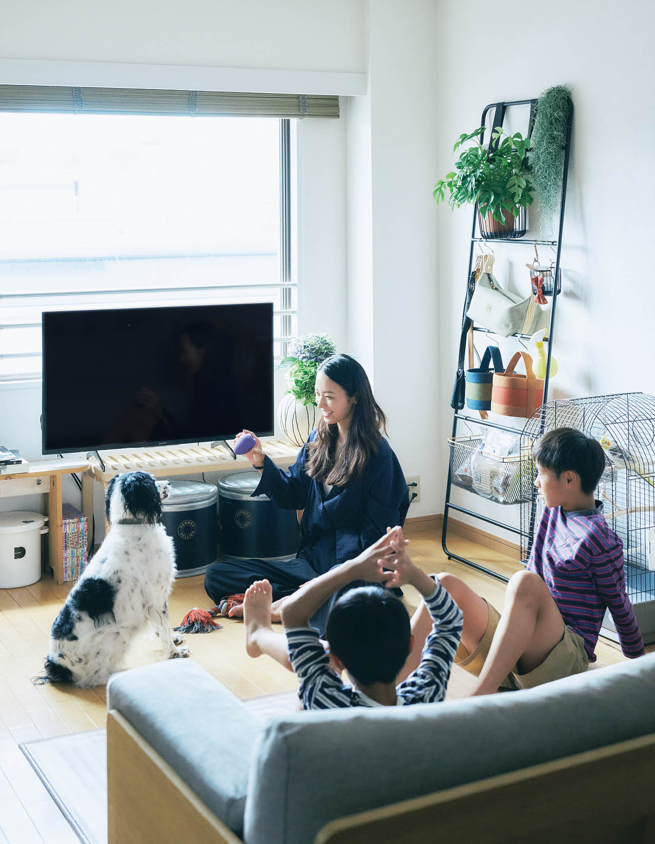 アニーを囲み、親子でボール遊びをしてコミュニケーション。