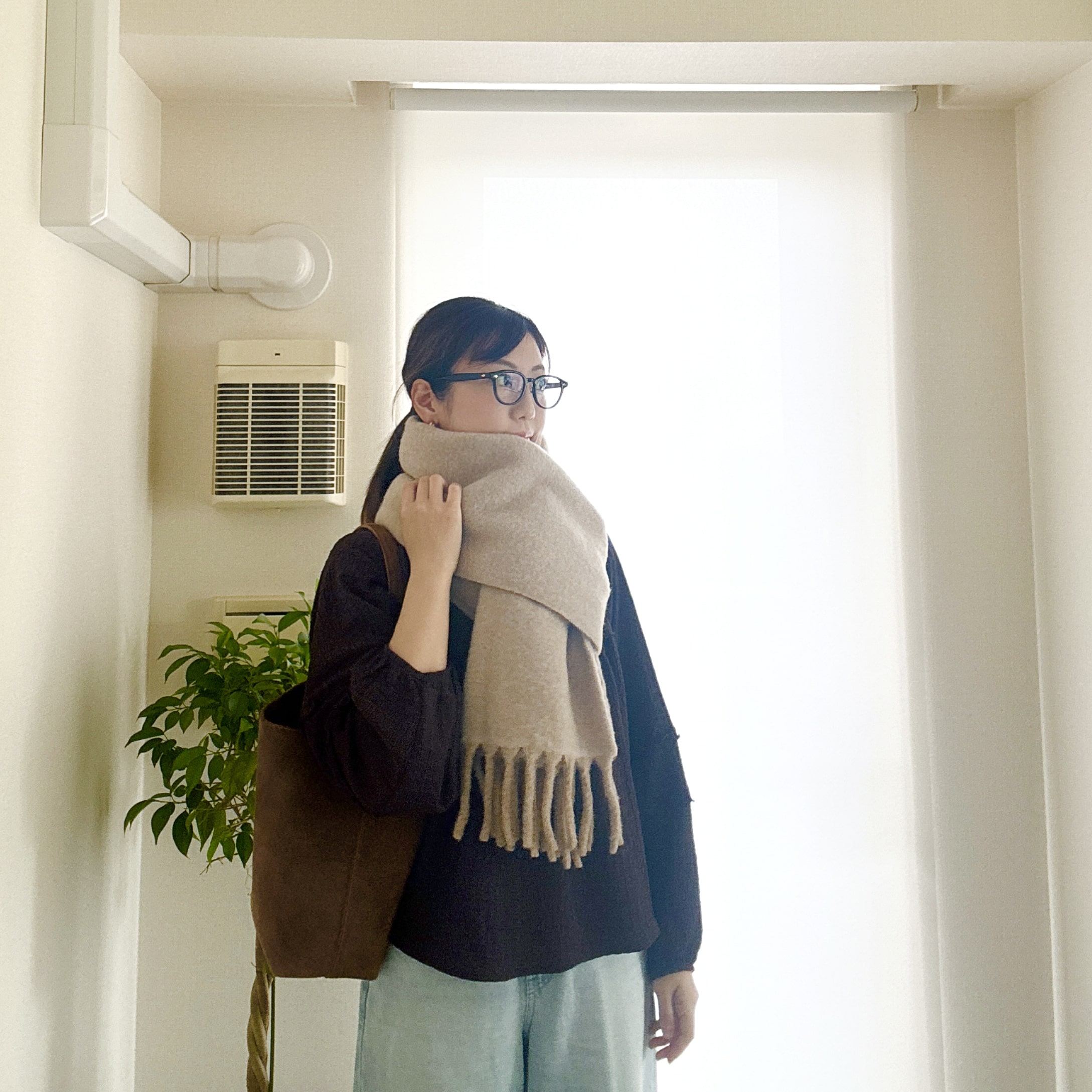 ユニクロ　スフレヤーンチャンキーストール