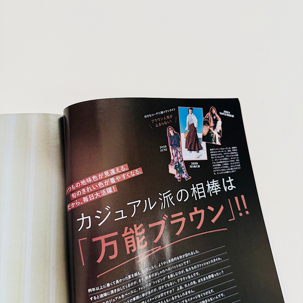 LEE11月号『カジュアル派の相棒は「万能ブラウン」！！』のページ