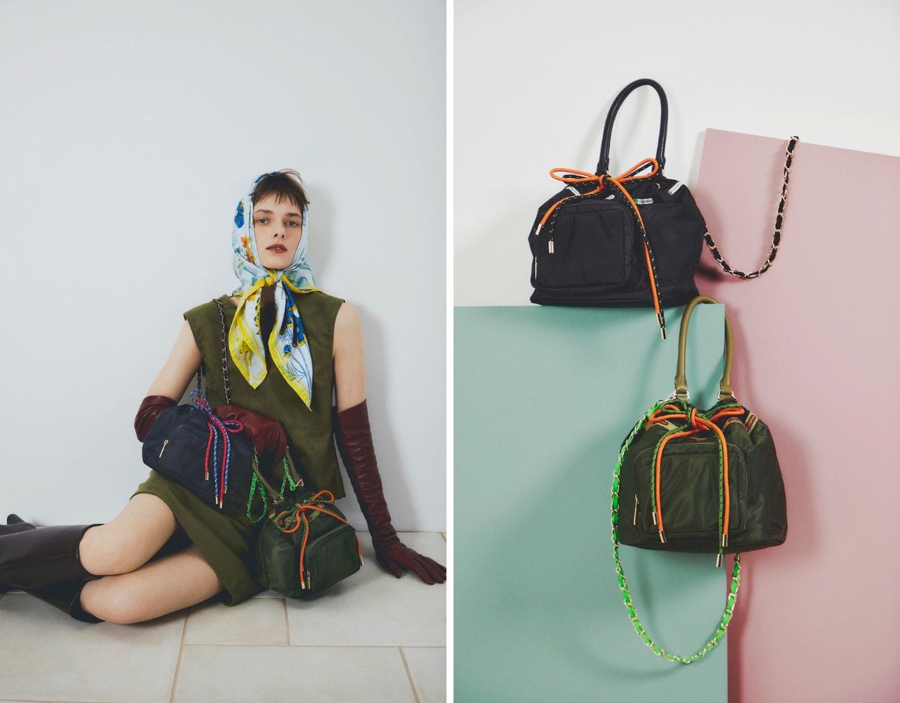 ドロストリングチェーンバッグ