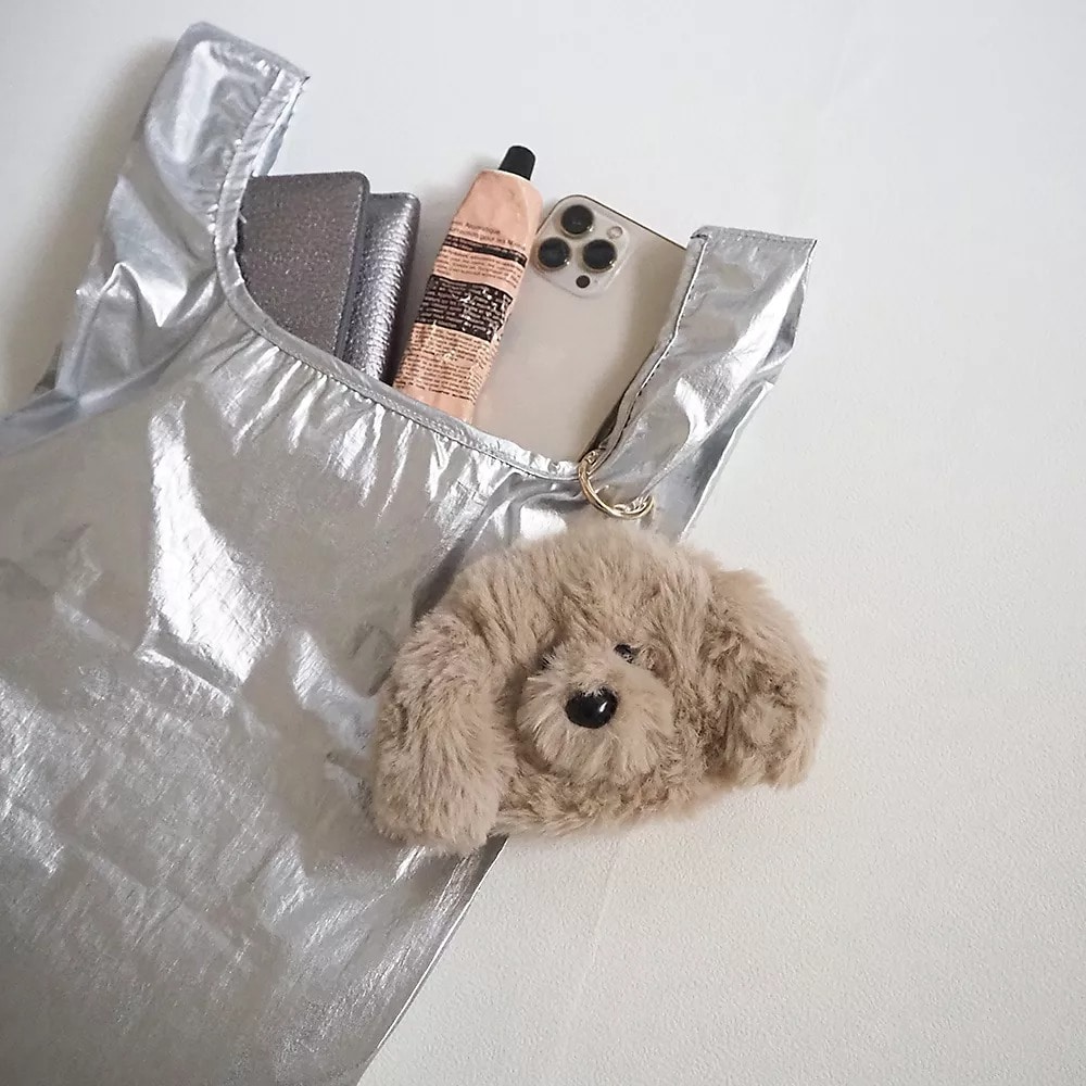 "JoliJoli
チャームポーチ
￥3,300"　犬　ふわふわ　ポーチ　キーホルダー