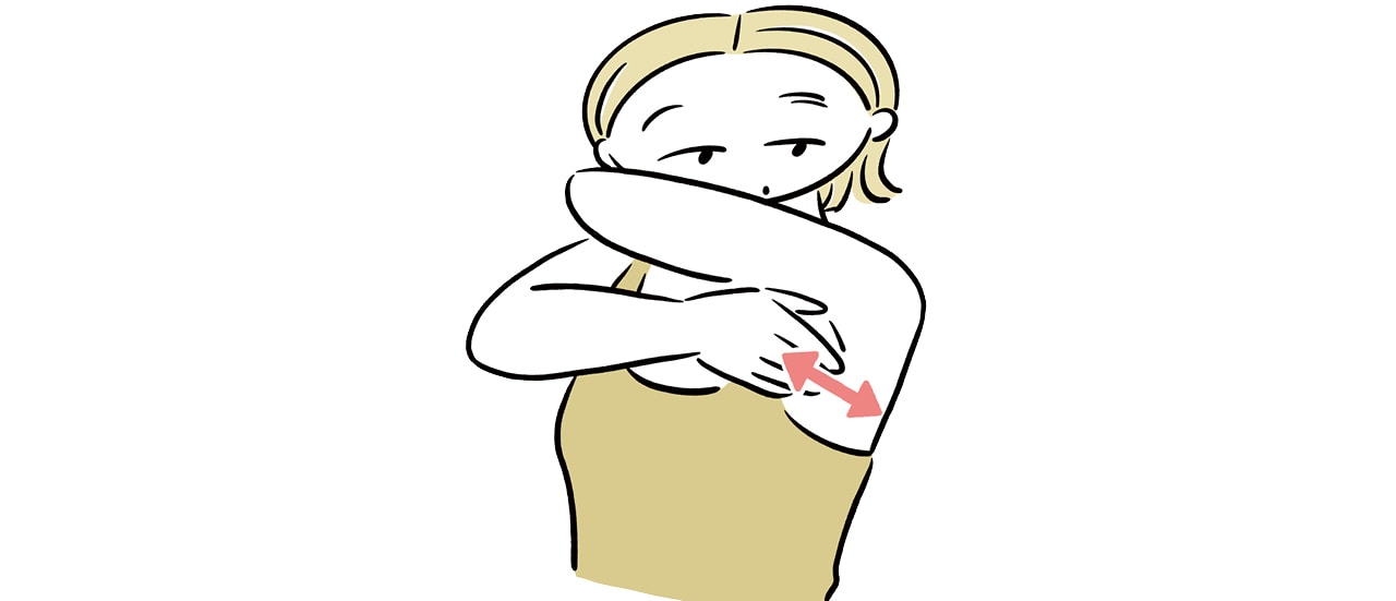 わきの下に手を当て、肋骨に沿って左右に数回さする。