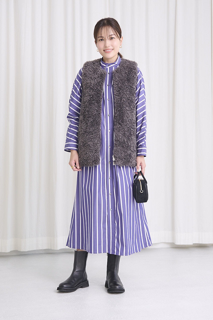 "Curensology
【LEE別注】リバーキルトファーベスト
￥39,600"　モデル着用