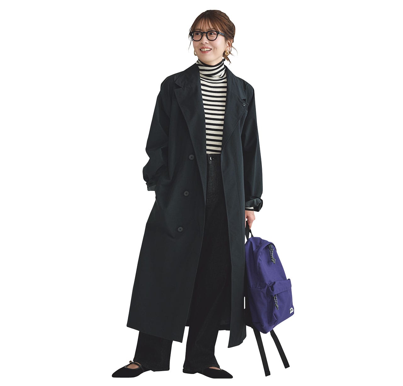 「ユニクロ ユー」ステンカラーロングコートのコーデ 伊藤真知さん