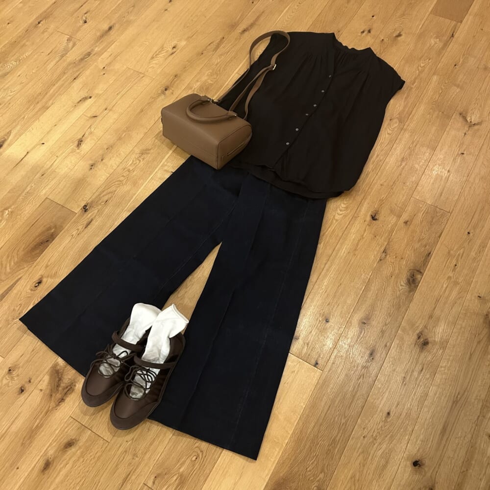 レースアップバレエスニーカー ジーユー ブラウン