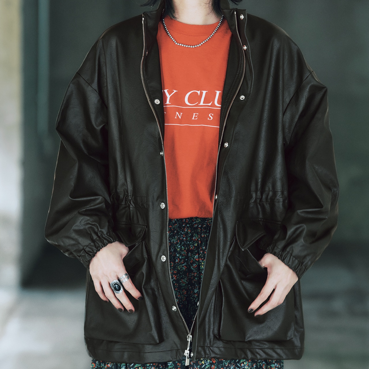 Curensology（カレンソロジー）ヴィンテージフェイクレザーコート