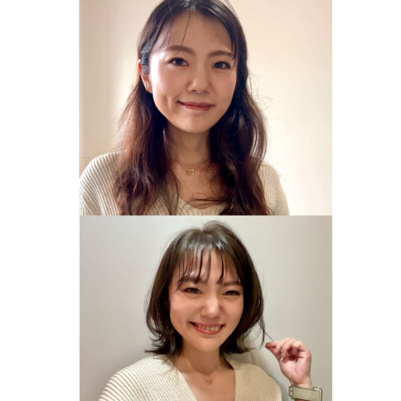 ボブヘア　ヘアスタイル　ばっさり