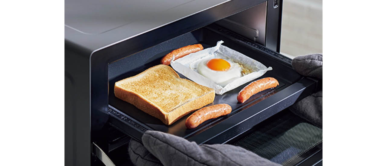 2段階のグリルメニューで、焼き芋からハンバーグまで作れます