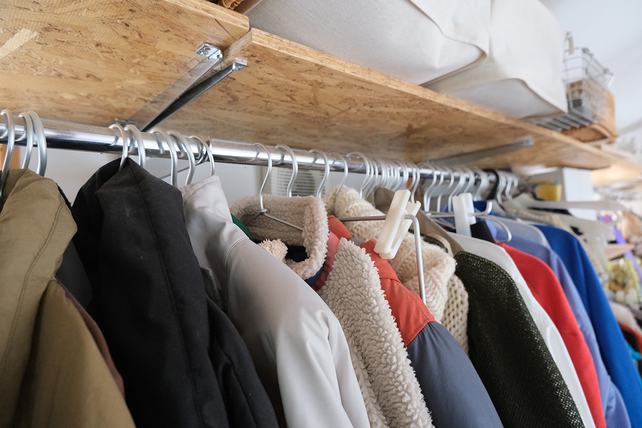 アルミ洗濯用ハンガー肩ひもタイプ　使用シーン