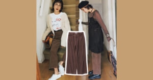 【ブラウンのパンツをどう着こなす？】コーデュロイパンツ×白or黒で大人のこなれ感＆洗練コーデ