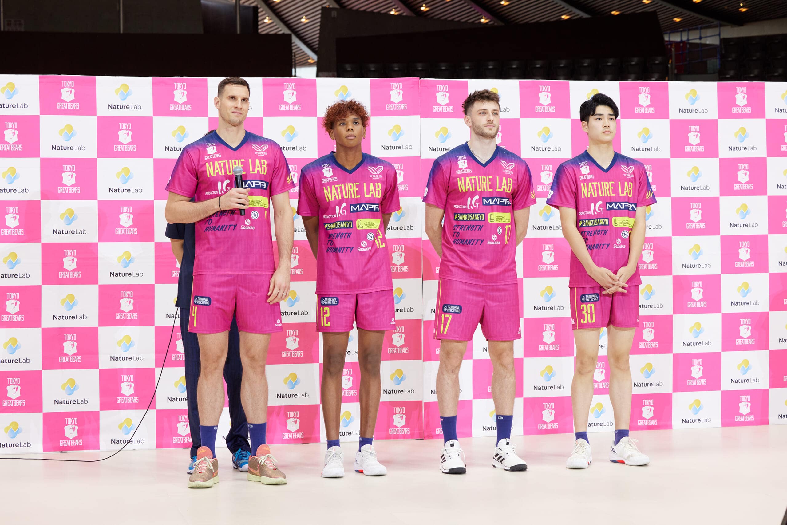 東京グレートベアーズ2025‐2026開幕記者会見　　2025加入注目選手　ヤン コザメルニク選手、村山豪選手、ルチアーノヴィセンティン選手 川野琢磨選手