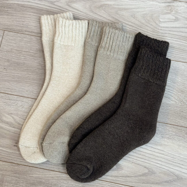 ダイソーの吸湿発熱素材の裏起毛パイルソックス