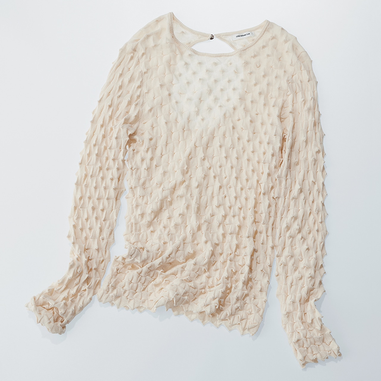 【OPEN SESAME CLUB（オープン セサミ クラブ）】の「透け」ニット ￥36300｜ ホワイト