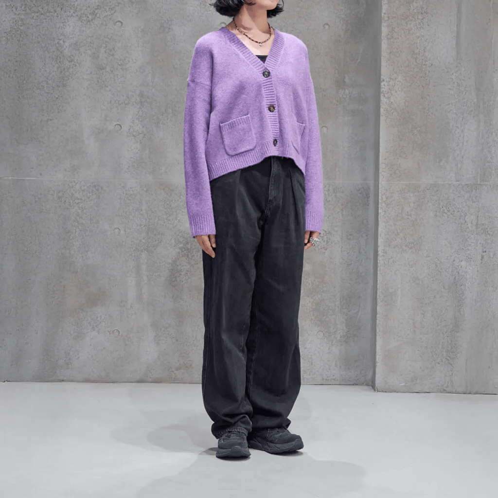 ユニクロ「スフレヤーンショートカーディガン」のコーデ