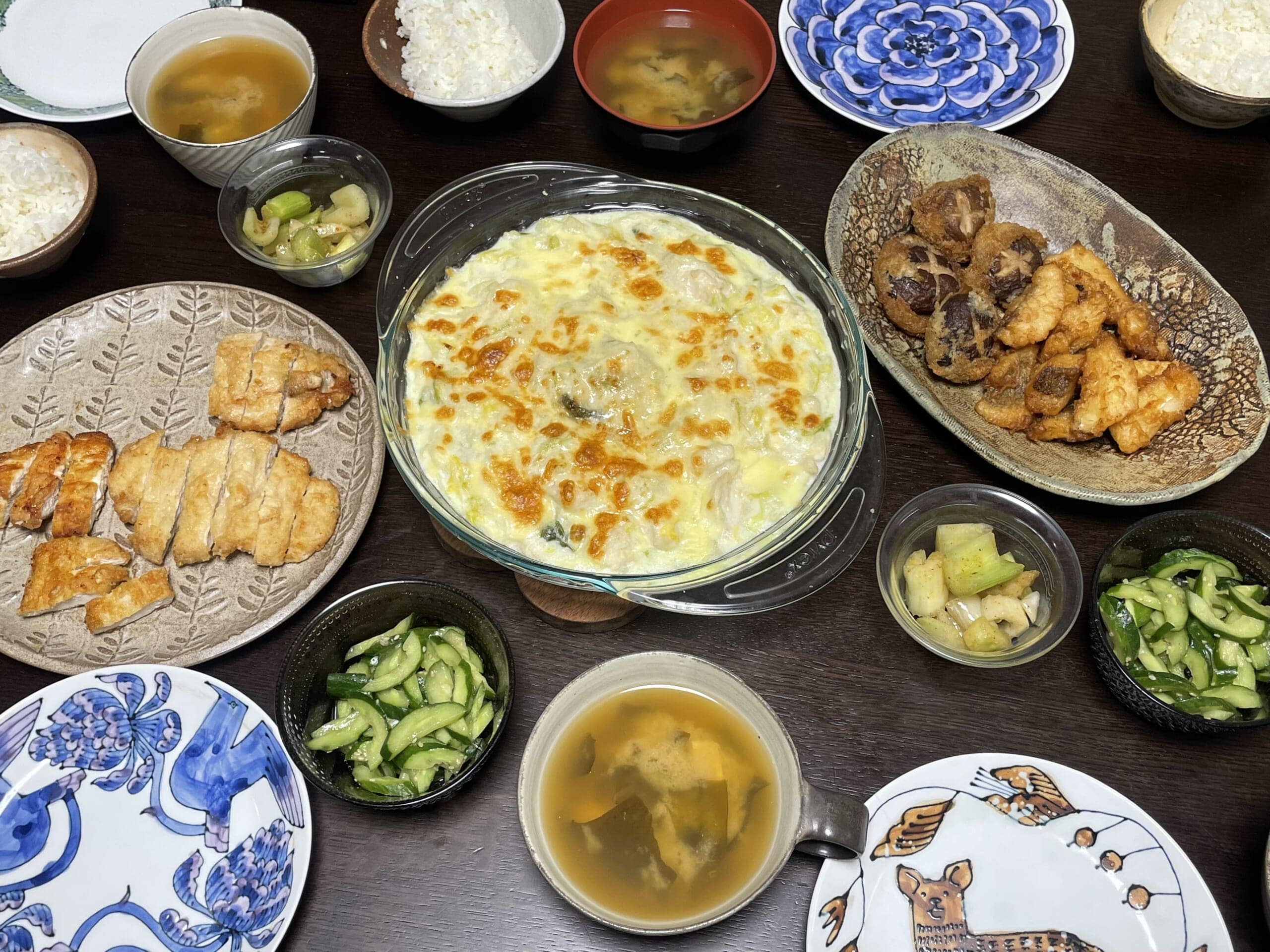 コウケンテツさんのレシピ「鶏むねと白菜のグラタン」を40代主婦が作ってみた時の食卓写真