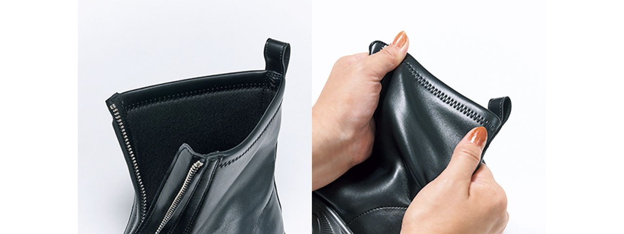 足の動きに寄り添う柔らか素材