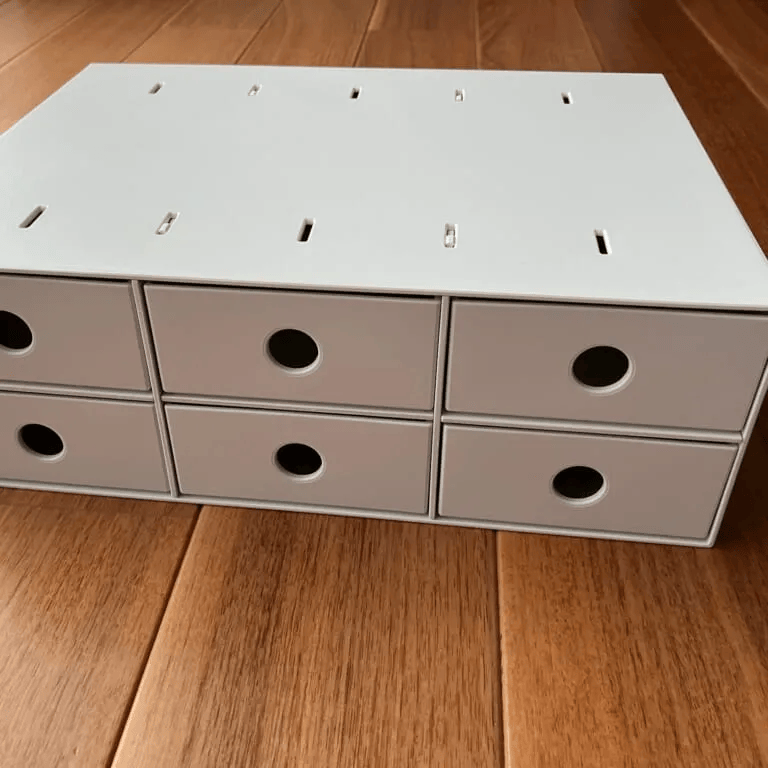 再生ポリプロピレン入り小物収納ボックス６段・ホワイトグレー 2990円