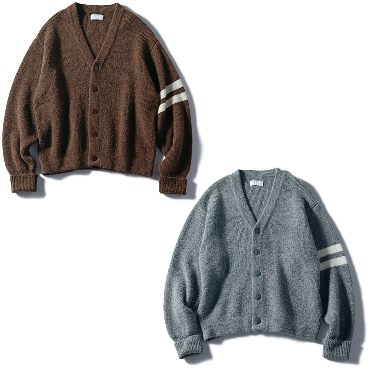 LEE限定 12closet（トゥエルブクローゼット）【石上美津江さんコラボ】モヘア混ライン入りカーディガン